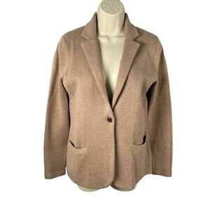 J Crew Schoolboy Sweater Blazer Cardigan Womens XS Acorn Tan 100% Cotton BF227